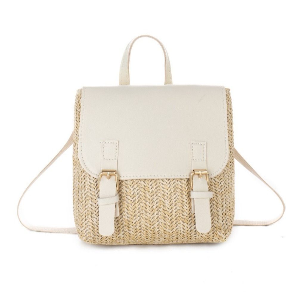 Luxury Bags Leather - Versatile Bag PU Leather Straw Backpack