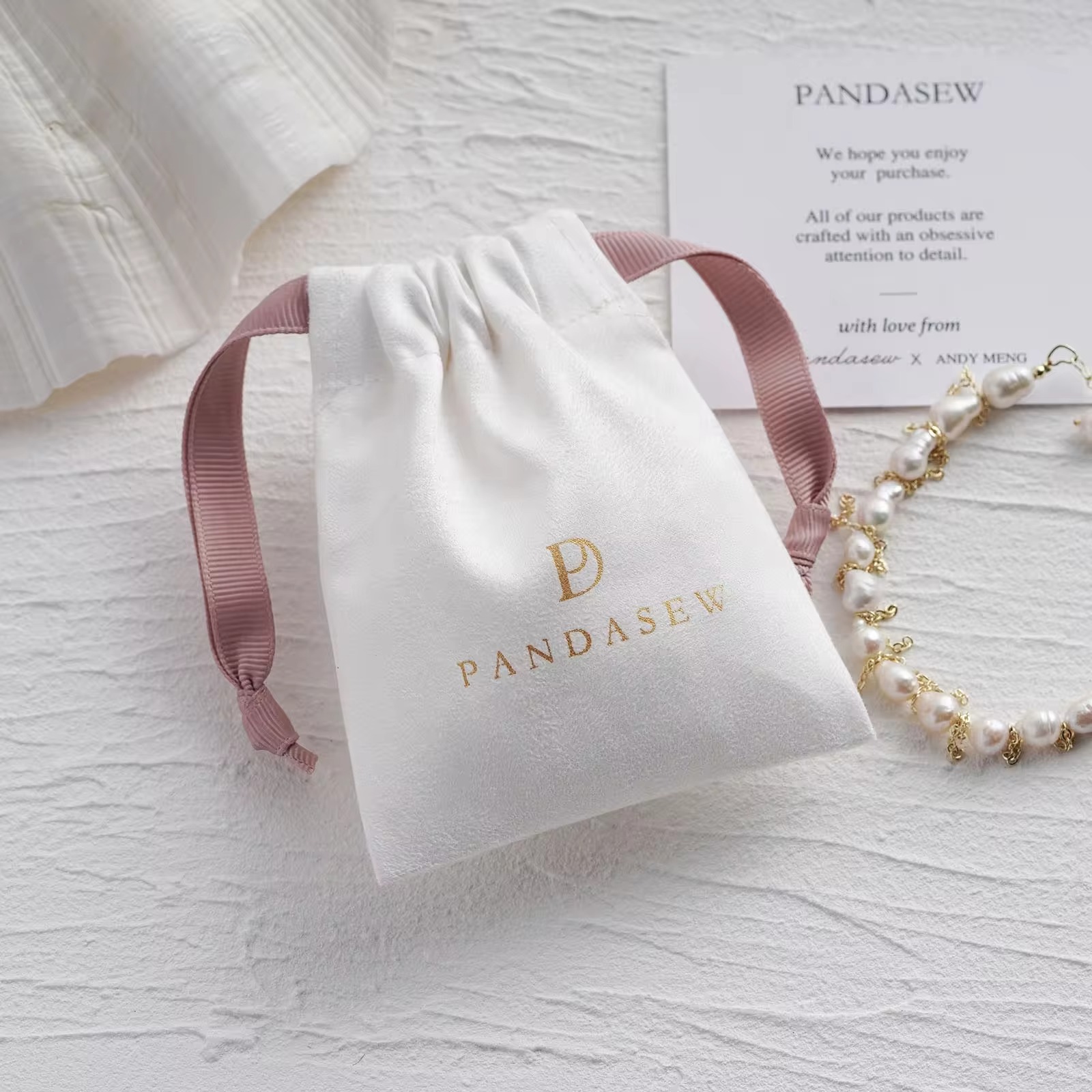 Luxury Bags From China - Custom Logo Luxury Suede Drawstring Package