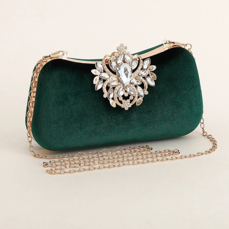 Dark Green Velvet Clutch Bag L - Luxury Bags Supplier ulasan dan harga