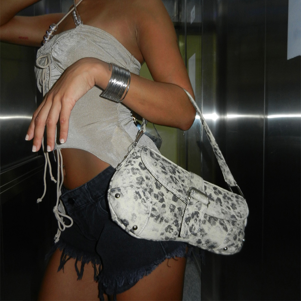 Distressed Canvas Leopard Stri - Saddle Bag Distressed ulasan dan harga